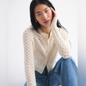 A&F Shrunken Pointelle Crew Cardigan